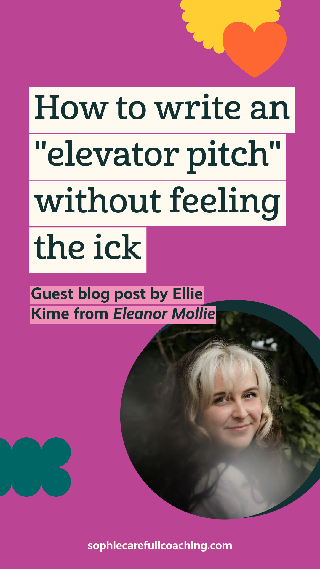 Eleanor Mollie How to write an elevator pitch without feeling the ick Guest blog post by Ellie Kime of Eleanor Mollie